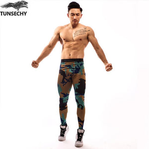 New 2019 Black lightning camouflage Men Compression Shirts + Leggings Base Layer Brand short Sleeve T Shirt Clothing