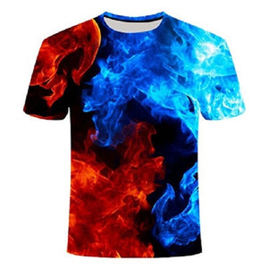 2019 Blue Flaming tshirt Men t shirt 3d t-shirt Black Tee Casual Top Anime Camiseta Streatwear Short Sleeve Clothing DropShip