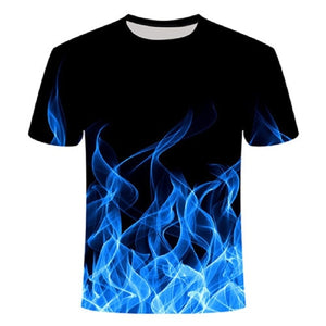 2019 Blue Flaming tshirt Men t shirt 3d t-shirt Black Tee Casual Top Anime Camiseta Streatwear Short Sleeve Clothing DropShip