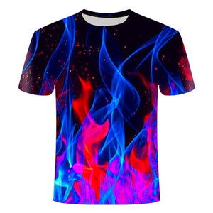 2019 Blue Flaming tshirt Men t shirt 3d t-shirt Black Tee Casual Top Anime Camiseta Streatwear Short Sleeve Clothing DropShip