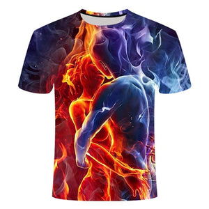 2019 Blue Flaming tshirt Men t shirt 3d t-shirt Black Tee Casual Top Anime Camiseta Streatwear Short Sleeve Clothing DropShip