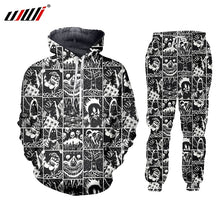 Load image into Gallery viewer, UJWI 3D Full Printed Black And White Comics Horror Hooded Jacket Pants Men&#39;s Custom Street Winter Suit Big Size Fashion Clothing