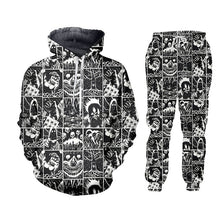 Load image into Gallery viewer, UJWI 3D Full Printed Black And White Comics Horror Hooded Jacket Pants Men&#39;s Custom Street Winter Suit Big Size Fashion Clothing