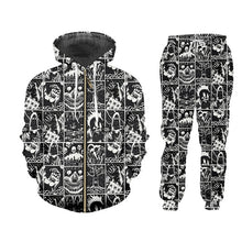 Load image into Gallery viewer, UJWI 3D Full Printed Black And White Comics Horror Hooded Jacket Pants Men&#39;s Custom Street Winter Suit Big Size Fashion Clothing