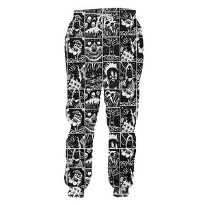 UJWI 3D Full Printed Black And White Comics Horror Hooded Jacket Pants Men's Custom Street Winter Suit Big Size Fashion Clothing