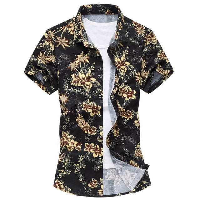 Summer Mens Short Sleeve Beach Hawaiian Shirts Casual Flower Floral Shirts Plus Size 6XL 2018 New Mens Clothing Fashion