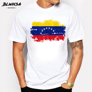 BLWHSA Venezuela Flag T shirt Men Fashion Casual Design Nostalgia Printing T-shirts Funny Venezuela National Flag Clothing