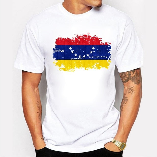 BLWHSA Venezuela Flag T shirt Men Fashion Casual Design Nostalgia Printing T-shirts Funny Venezuela National Flag Clothing