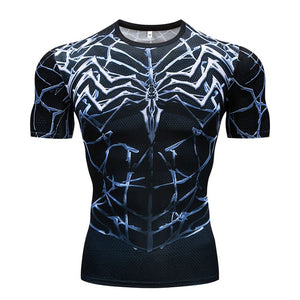 Men's T-Shirt Gyms Fitness Slim Tops 3D Super Hero Superman Compression Shirt Fitness T-Shirt Summer stretch Round neck clothing