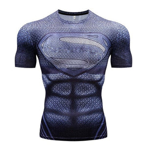 Men's T-Shirt Gyms Fitness Slim Tops 3D Super Hero Superman Compression Shirt Fitness T-Shirt Summer stretch Round neck clothing