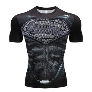 Men's T-Shirt Gyms Fitness Slim Tops 3D Super Hero Superman Compression Shirt Fitness T-Shirt Summer stretch Round neck clothing