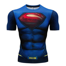 Load image into Gallery viewer, Men&#39;s T-Shirt Gyms Fitness Slim Tops 3D Super Hero Superman Compression Shirt Fitness T-Shirt Summer stretch Round neck clothing