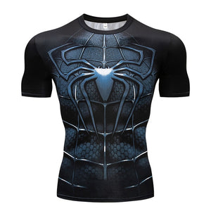 Men's T-Shirt Gyms Fitness Slim Tops 3D Super Hero Superman Compression Shirt Fitness T-Shirt Summer stretch Round neck clothing