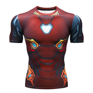 Men's T-Shirt Gyms Fitness Slim Tops 3D Super Hero Superman Compression Shirt Fitness T-Shirt Summer stretch Round neck clothing