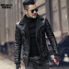 Load image into Gallery viewer, Black men winter warm camouflage lamb woolen casual jacket men fur collar plush faux leather jacket coat European style F7146