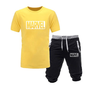 2019  cotton T Shirts+Shorts men sets Brand clothing Two pieces tracksuit Fashion Casual Tshirts Workout Fitness Sets S-XXL