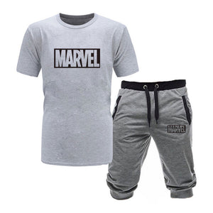 2019  cotton T Shirts+Shorts men sets Brand clothing Two pieces tracksuit Fashion Casual Tshirts Workout Fitness Sets S-XXL