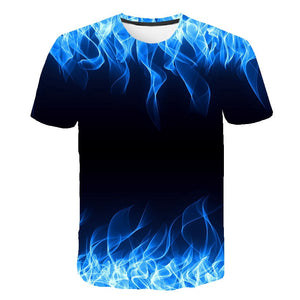 2019 Blue Flaming tshirt Men t shirt 3d t-shirt Black Tee Casual Top Anime Camiseta Streatwear Short Sleeve Clothing DropShip